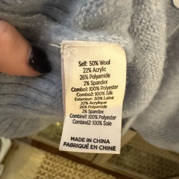 Cinq à Sept Atlas Wool Ruffle-Cuff Cardigan Light Blue Size Medium SEE DETAILS - Picture 9 of 15